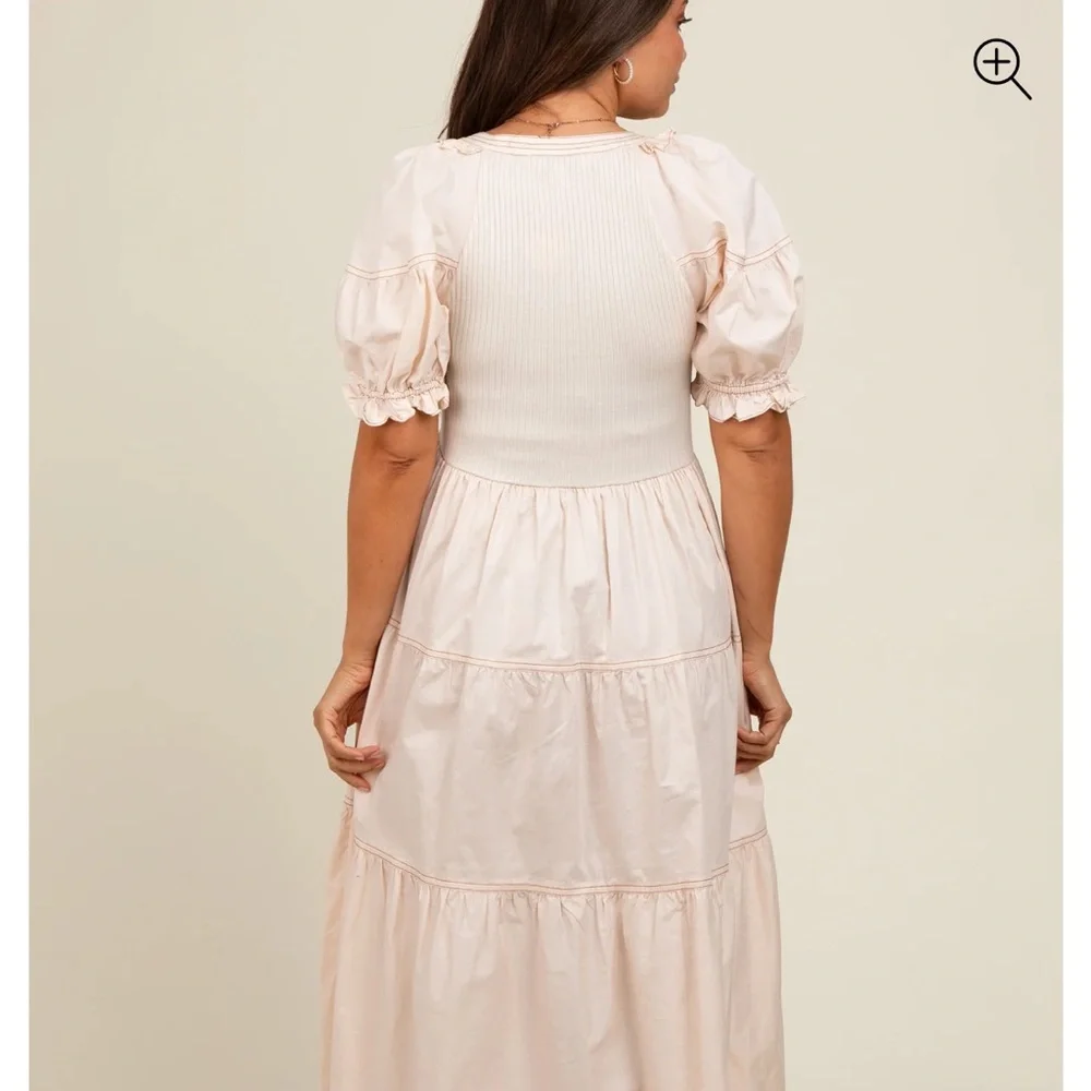 Pinkblush Cream Ruffled Tiered Midi Dress - Picture 5 of 7